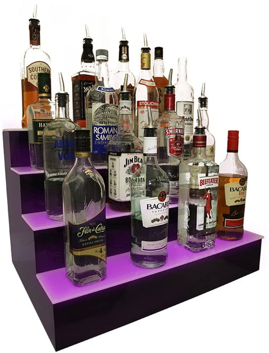 LIQUOR SHELF / 3 TIER / BLACK / MULTI COLOR LED'S / 36" LENGTH