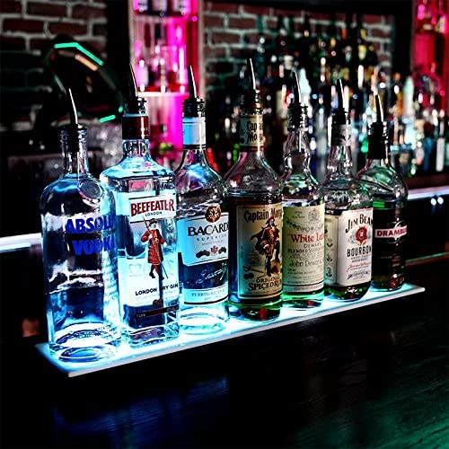 LIQUOR SHELF / 1 TIER / BLACK / MULTI COLOR LED'S / 36" LENGTH..