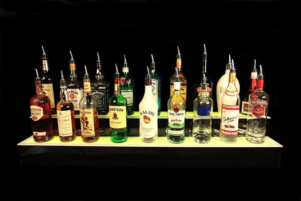 LIQUOR SHELF / 2 TIER / BLACK / MULTI COLOR LED'S / 30" LENGTH