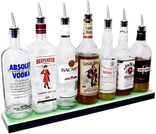 LIQUOR SHELF / 1 TIER / BLACK / MULTI COLOR LED'S / 36" LENGTH..