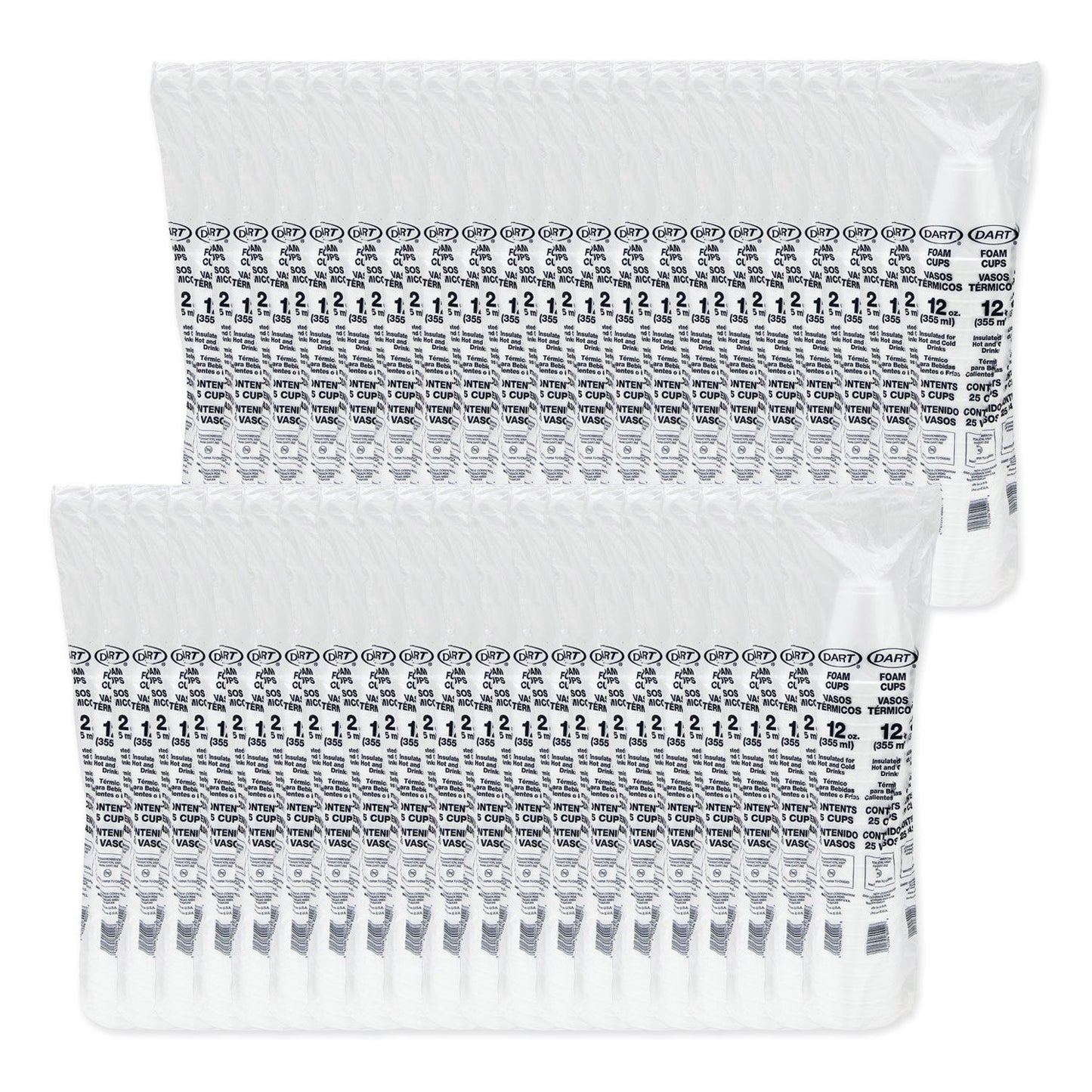 12J16 / FOAM DRINK CUPS, 12OZ, WHITE (25/40/1,000)