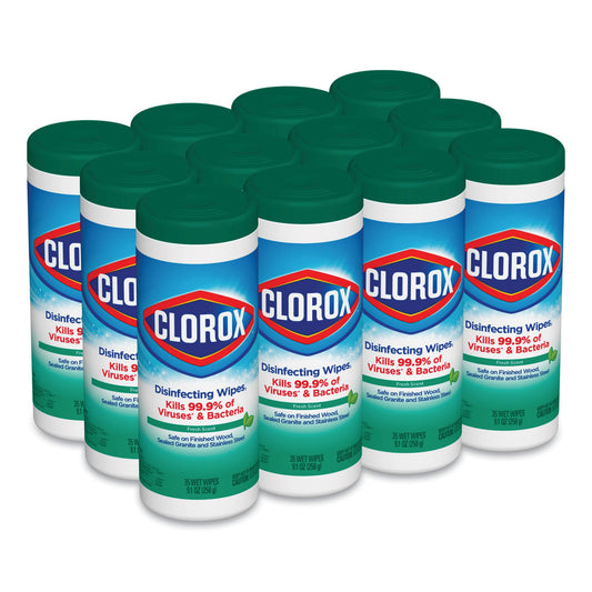CLOROX DISINFECTING WIPES, 7 X 8, FRESH SCENT, 35/CANISTER (12/CS)