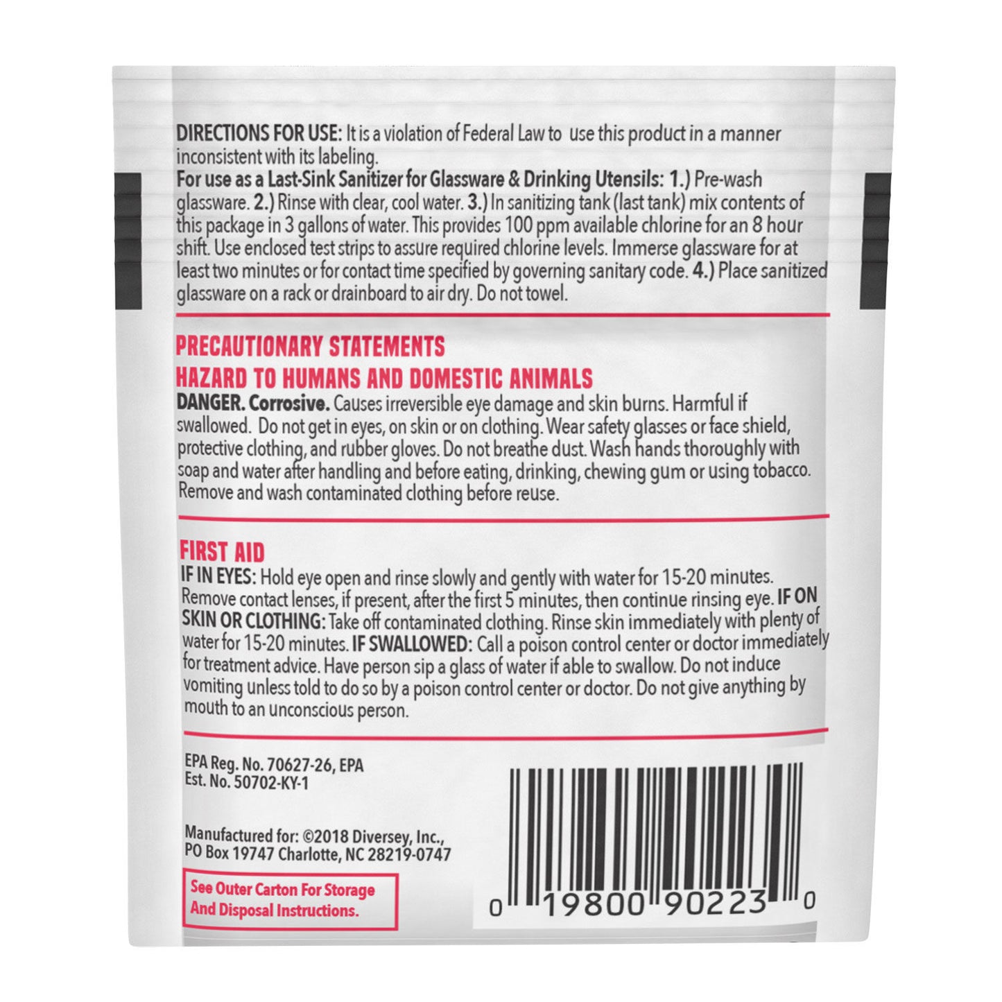 BEER GLASS SANITIZER / POWDER PACK / .25 OZ (100/CS)