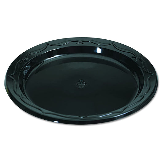 GENPAK SILHOUETTE 6" BLACK PLATE HI-IMPACT POLYSTYRENE | CASE 1000, 8 BAGS OF 125