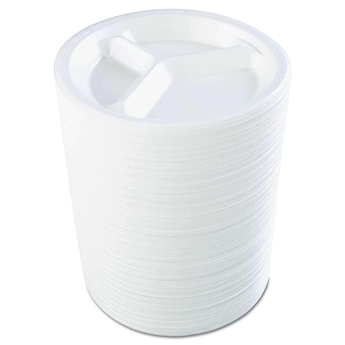GENPAK 10.25" WHITE 3 COMPT FOAM PLATE - 4/125 CASE (500)