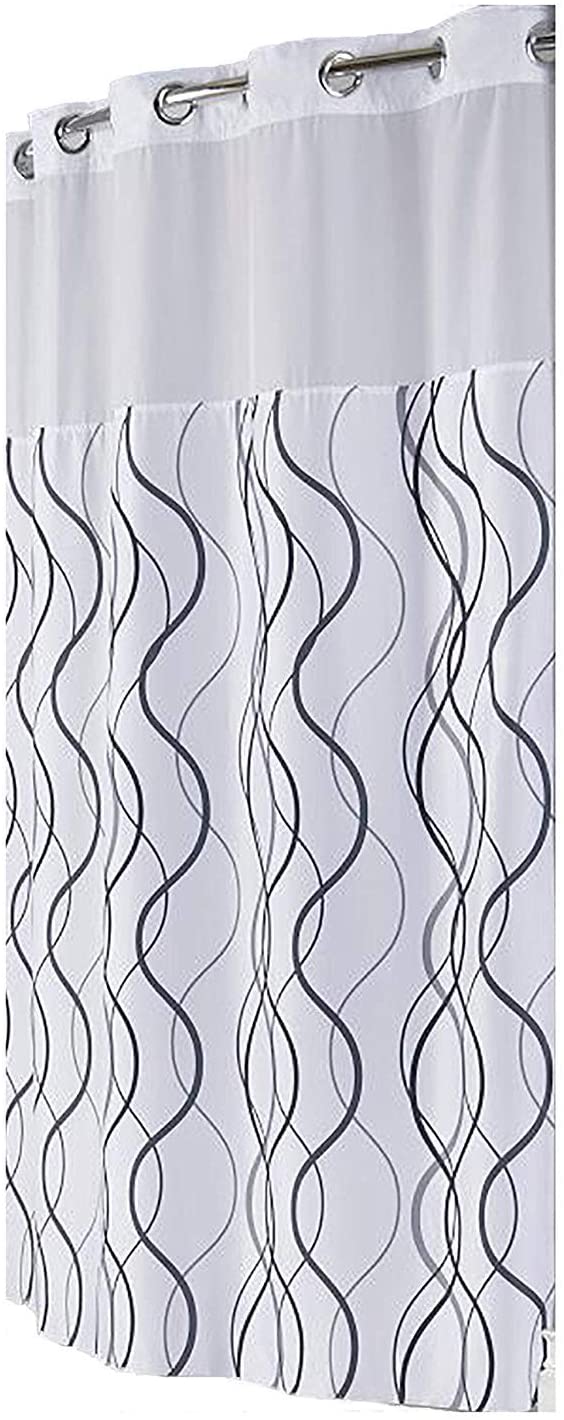 SHOWER CURTAIN / WAVES / HOOK-FREE POLYESTER 71 X 77