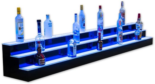 LIQUOR SHELF / 3 TIER / BLACK / MULTI COLOR LED'S / 96" LENGTH