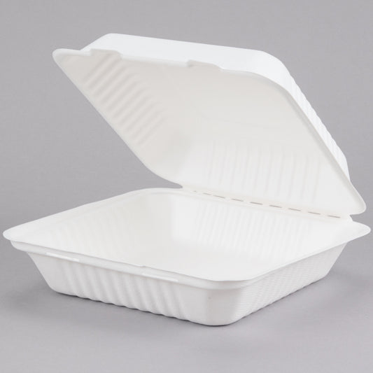 9 X 9 HINGED TRAY / BIODEGRADABLE MOLDED FIBER / ONE COMPARTMENT(200/CS)