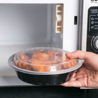 24 OZ. BLACK 7 1/4" ROUND MICROWAVABLE HEAVY WEIGHT CONTAINER WITH LID (150/CS)