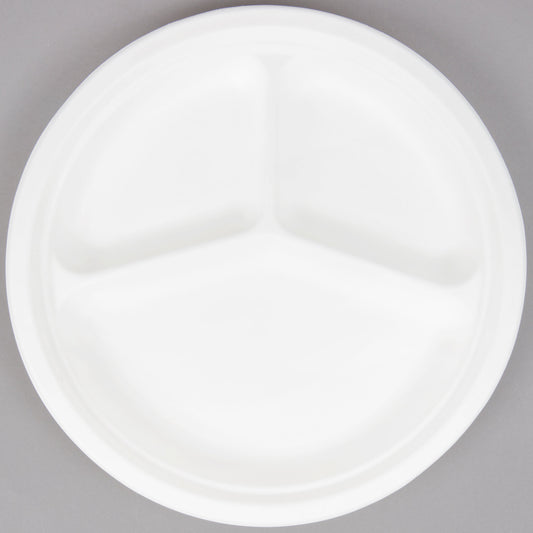BIODEGRADABLE PLATE / 10" / 3-COMPARTMENT (500/CS)