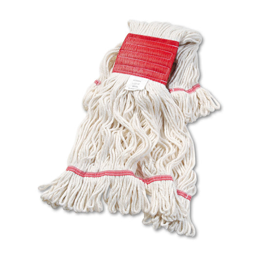 SUPER LOOP WET MOP HEAD, COTTON/SYNTHETIC FIBER, 5" HEADBAND, LARGE SIZE, WHITE (12/CS)