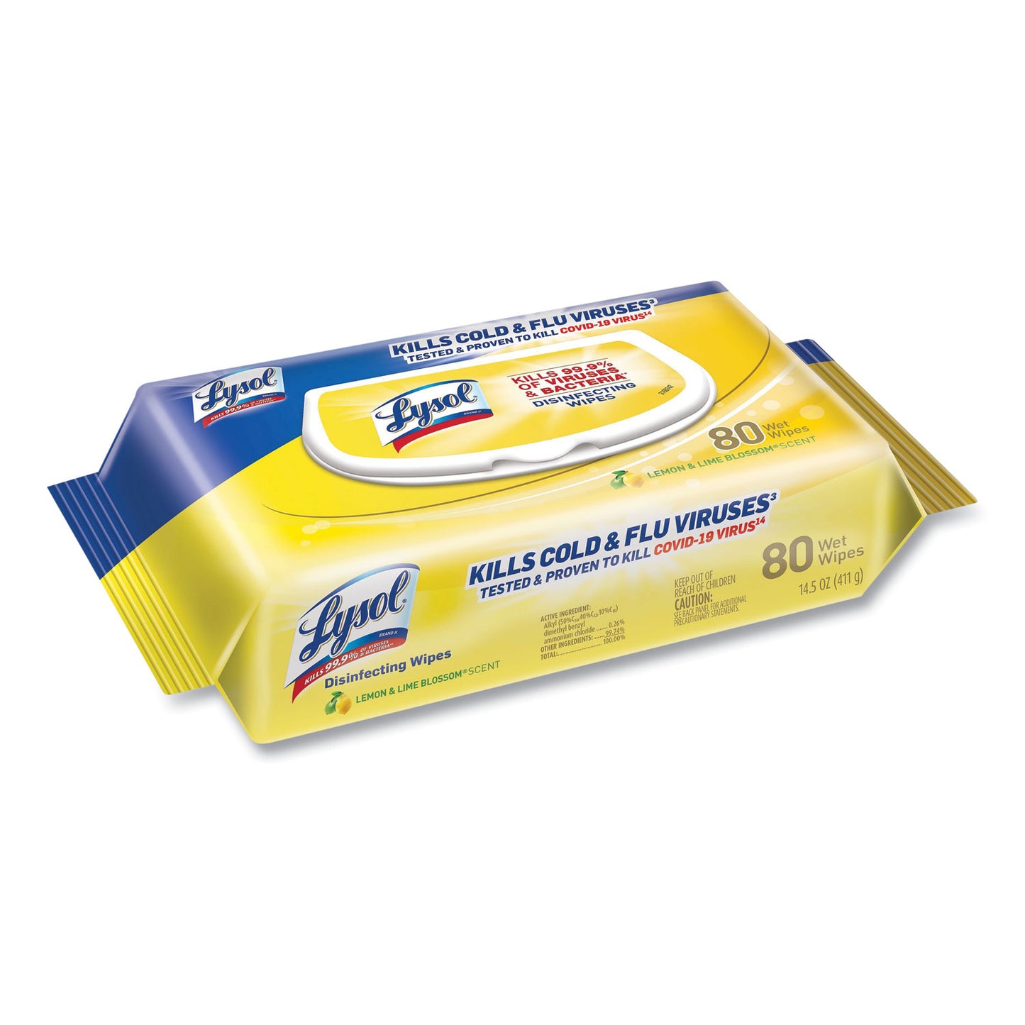 LYSOL WIPES / DISINFECTING WIPES / 6.75 X 8.5 / LEMON AND LIME BLOSSOM (80/6/480)