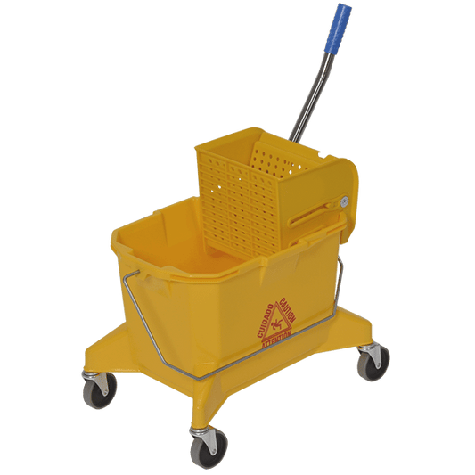 26 QT. TUFF SIDE-PRESS MOP BUCKET / SIDE-PRESS WRINGER COMBO. INCLUDES 3" NON-MARKING GREY CASTERS.