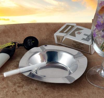 ASH TRAY SEMI-SQUARE 5 INCH STAINLESS STEEL