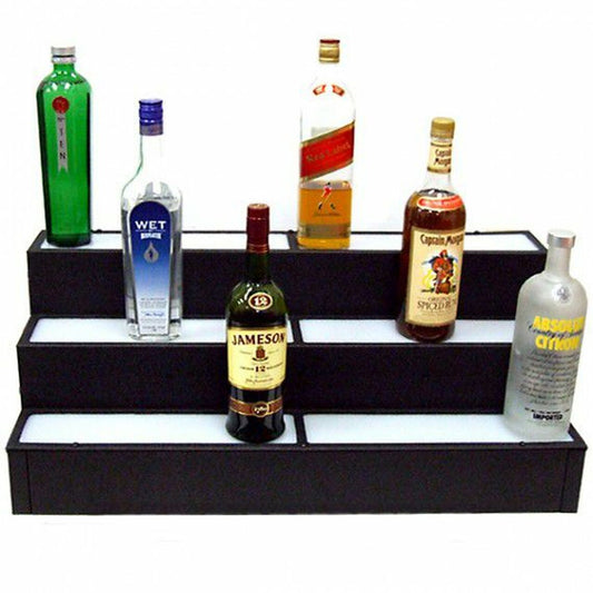 LIQUOR SHELF / 3 TIER / BLACK / MULTI COLOR LED'S / 48" LENGTH