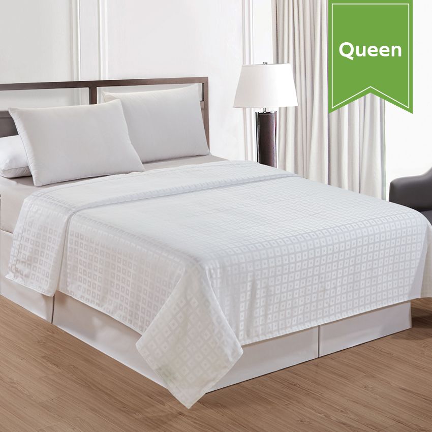 TOP SHEET / GEO BOX / SATIN STRIPE SQUARE PATTERN / QUEEN