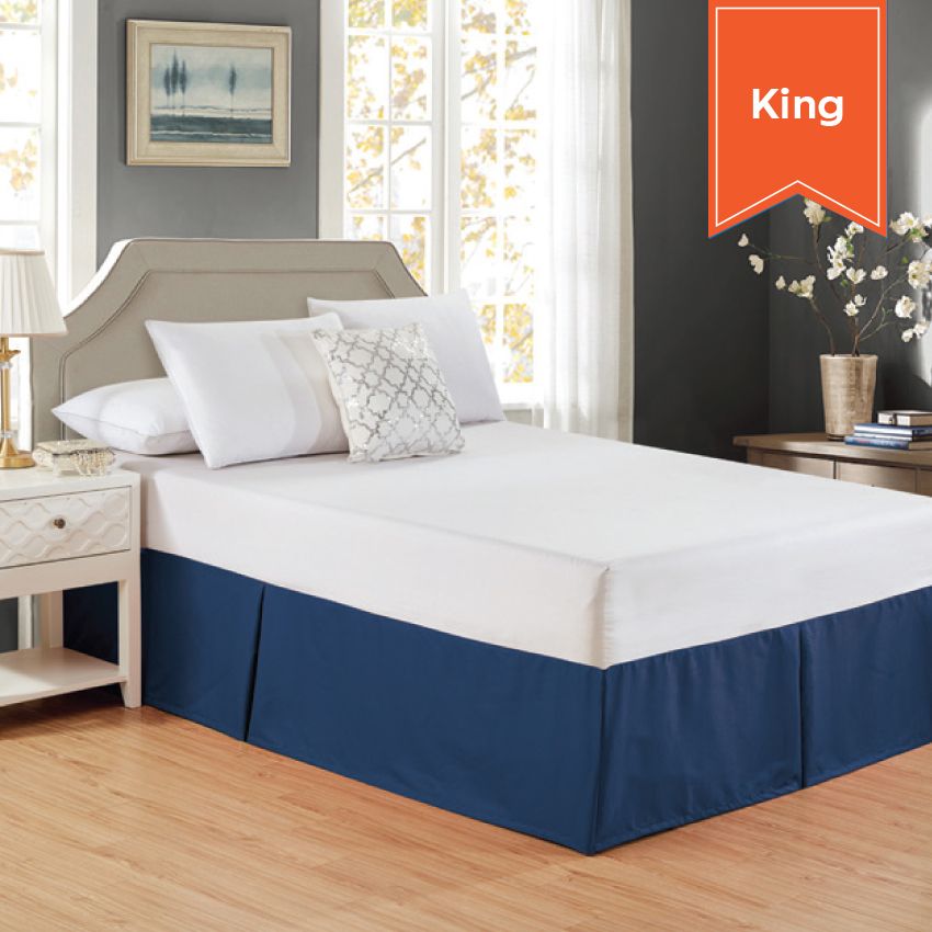 BED SKIRT / POISED NAVY / KING / 78 X 80 X 15