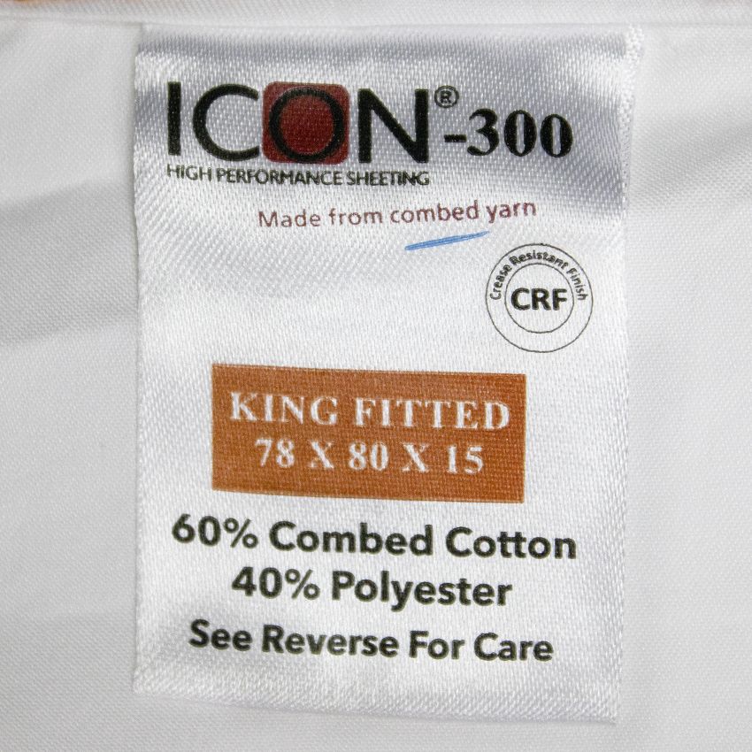 ICON-300 KING FITTED SHEET / 78 X 80 X 15 / TWILL WEAVE (DOZEN)