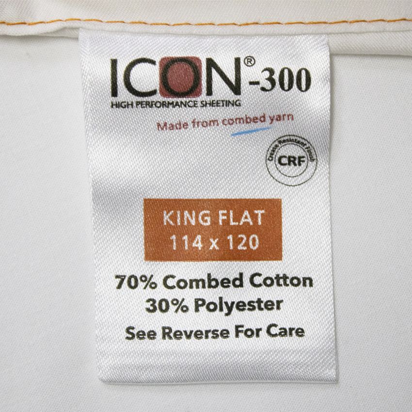 ICON-300 KING FLAT SHEET / 114 X 120 / TWILL WEAVE (DOZEN)