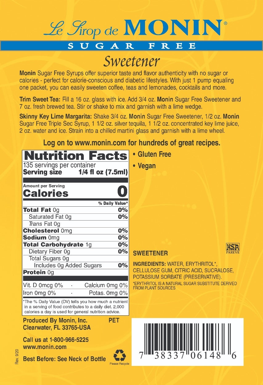 SUGAR FREE SWEETENER SYRUP / 1 LITER (EACH)