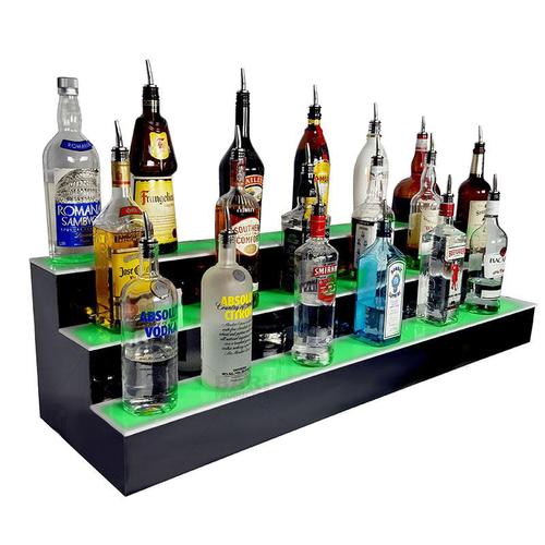 LIQUOR SHELF / 3 TIER / BLACK / MULTI COLOR LED'S / 24" LENGTH