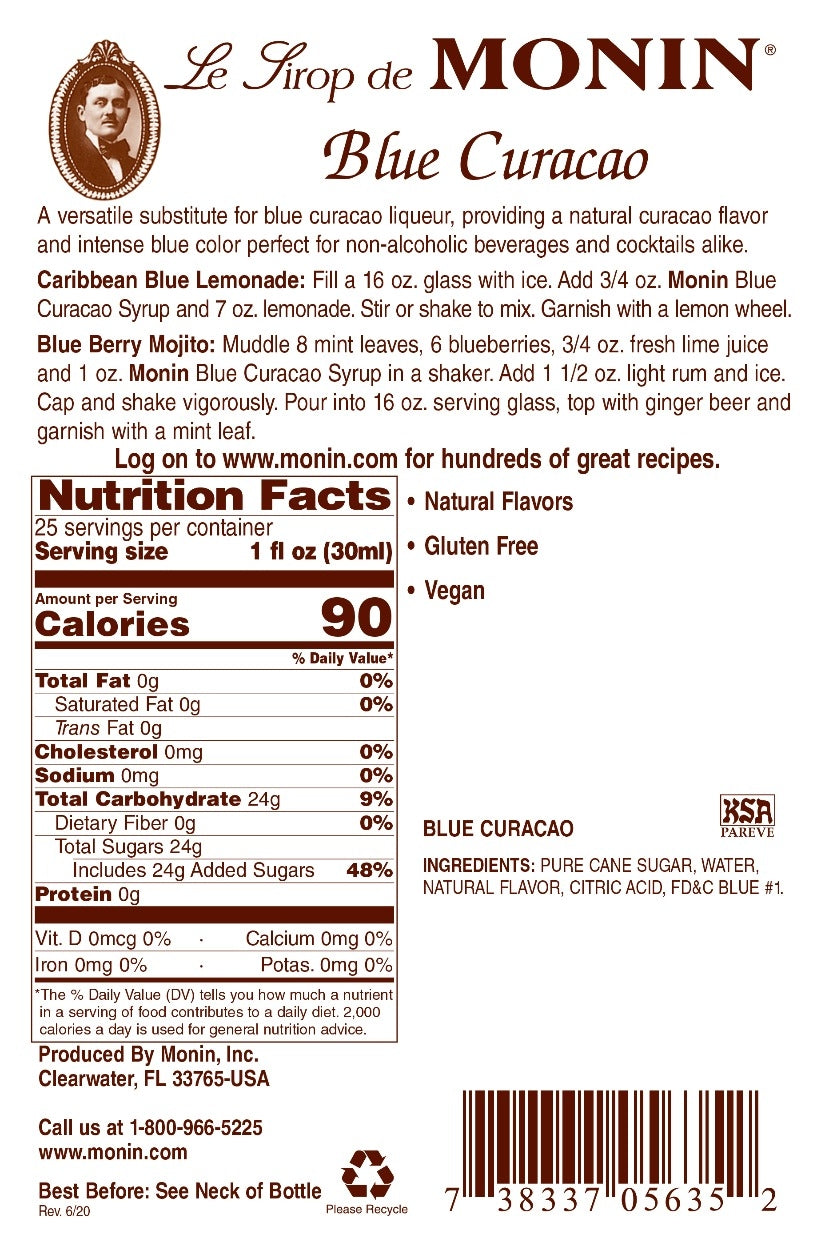 BLUE CURACAO / MONIN / 1 LITER / (4/CS)