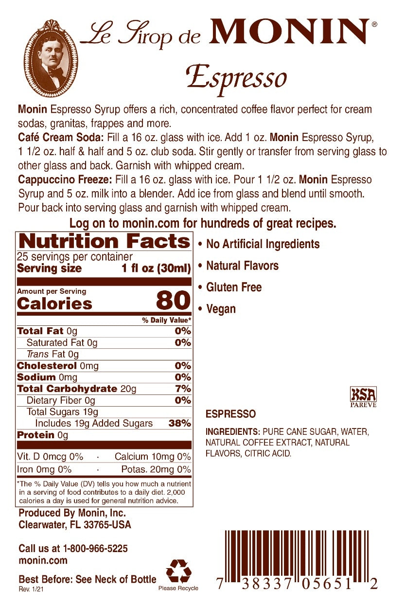 ESPRESSO / MONIN / 1 LITER / (4/CS)