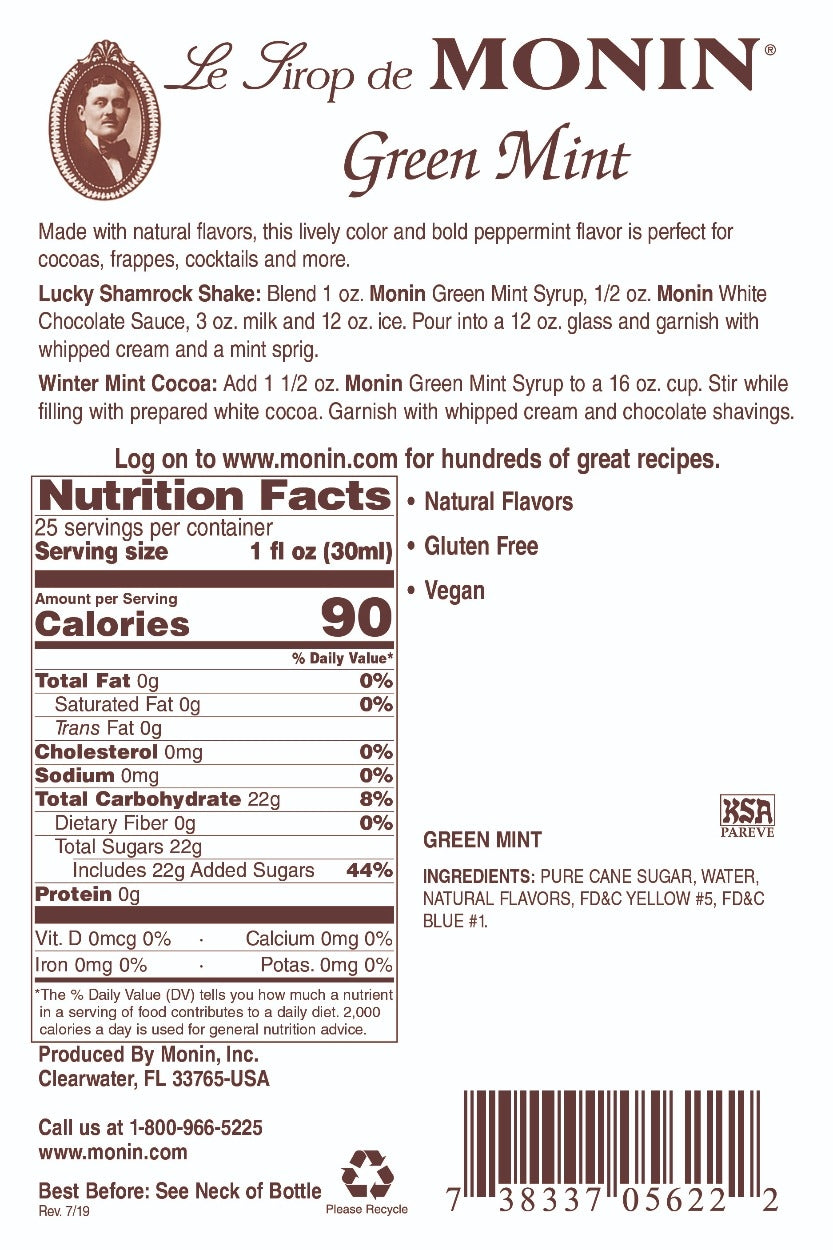GREEN MINT FLAVORING SYRUP / 750 ML (EACH)