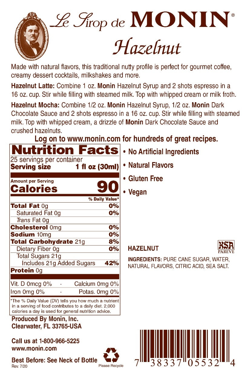 HAZELNUT FLAVORING SYRUP / 750 ML (EACH)