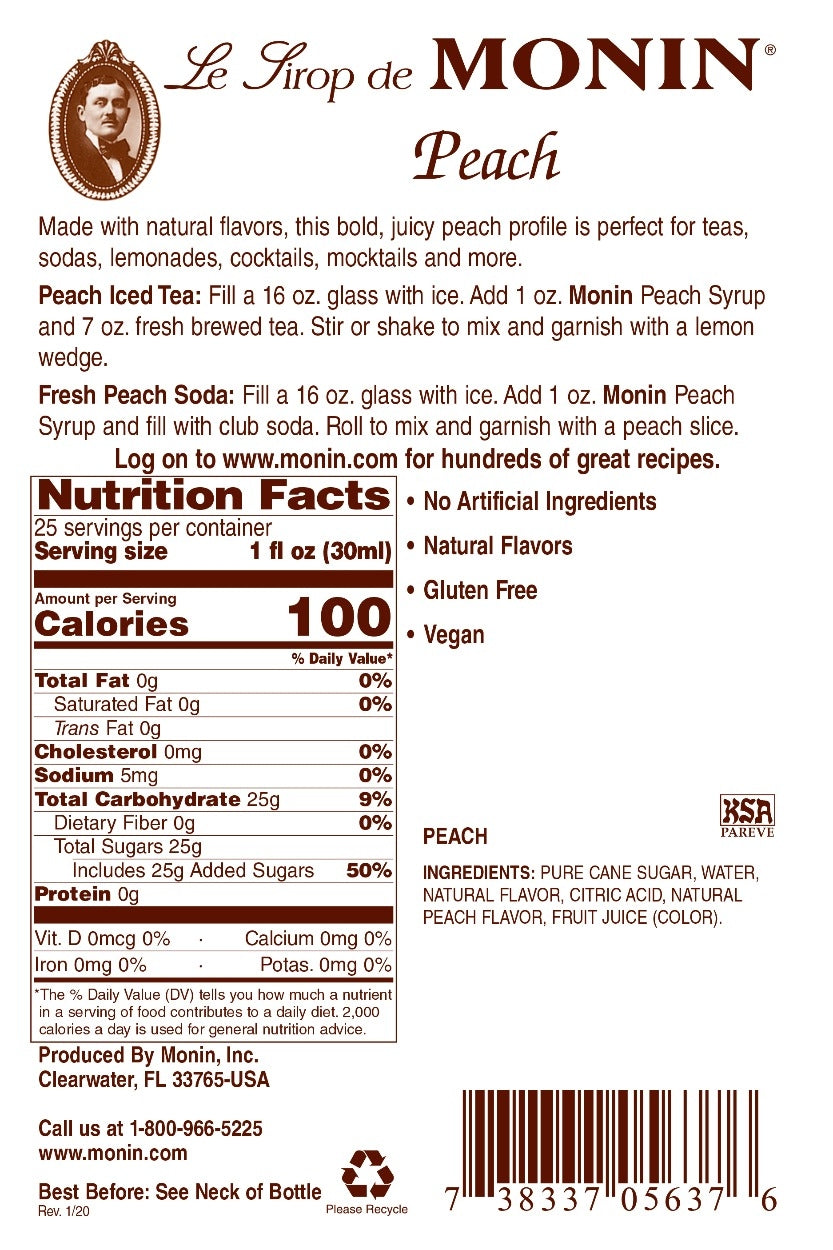 PEACH FLAVORING FRUIT SYRUP / 750 ML (EACH)