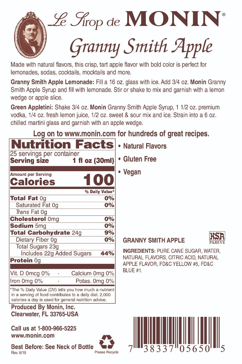 APPLE, GRANNY SMITH / MONIN / 1 LITER / (4/CS)