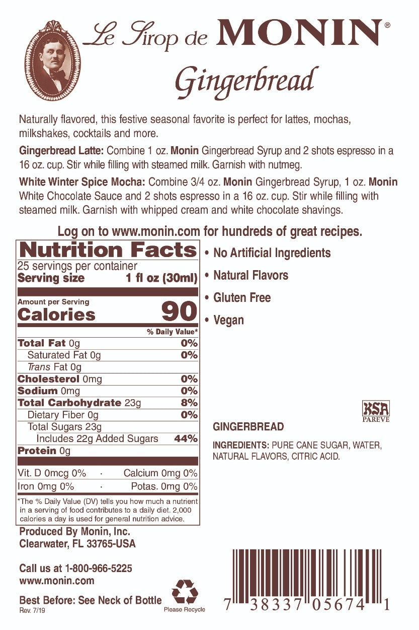 GINGERBREAD / MONIN / 1 LITER / (4/CS)