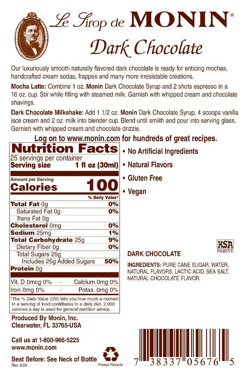 CHOCOLATE, DARK / MONIN / 1 LITER / (4/CS)