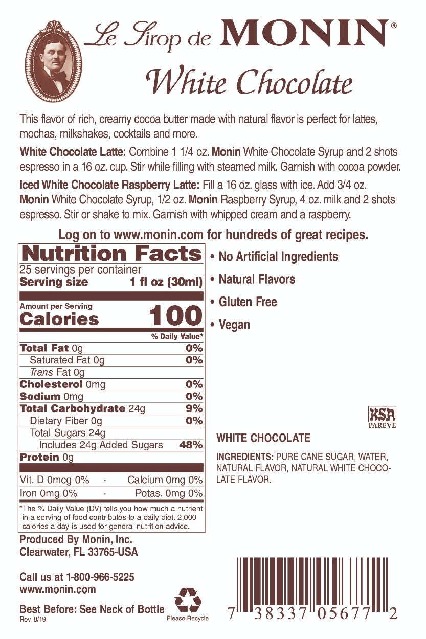 WHITE CHOCOLATE / MONIN / 750 ML (EACH)