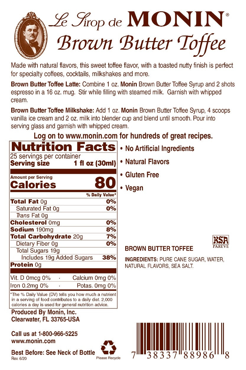 BROWN BUTTER TOFFEE / MONIN / 1 LITER / (4/CS)