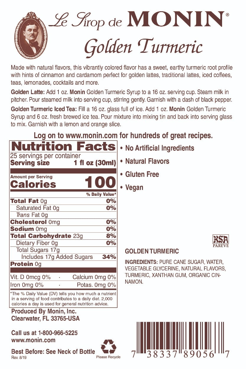 GOLDEN TURMERIC / MONIN / 1 LITER / (4/CS)