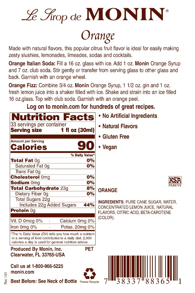 ORANGE / MONIN / 1 LITER / (4/CS)