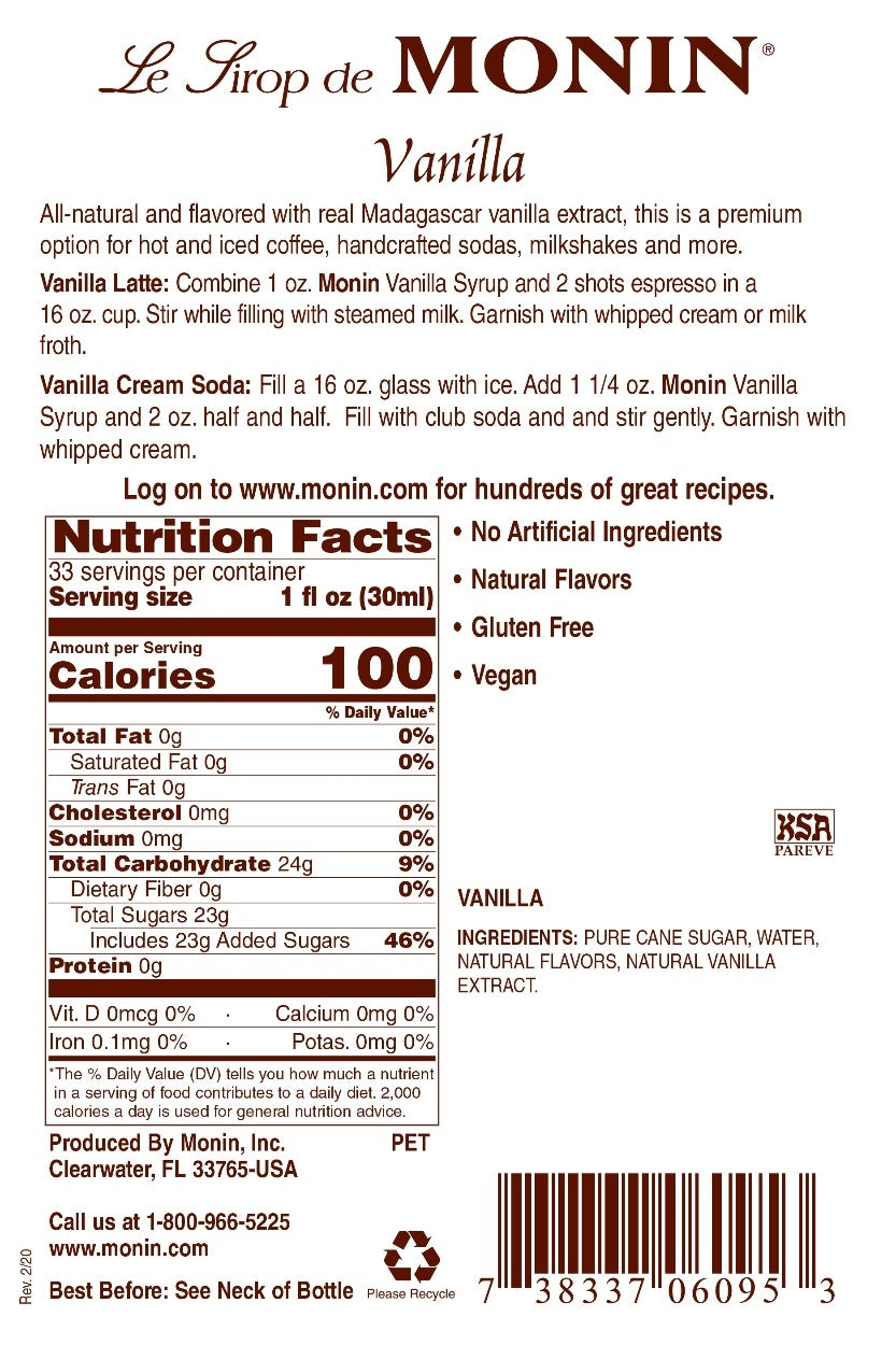 VANILLA / MONIN / 1 LITER / (4/CS)