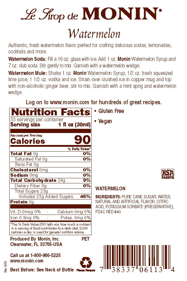 WATERMELON / MONIN / 1 LITER / (4/CS)
