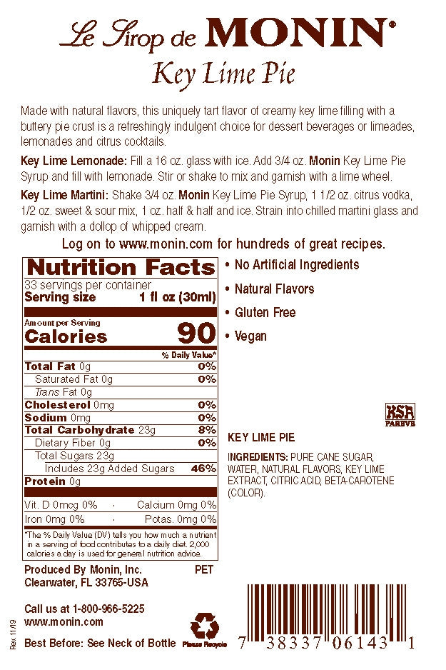 KEY LIME PIE / MONIN / 1 LITER / (4/CS)
