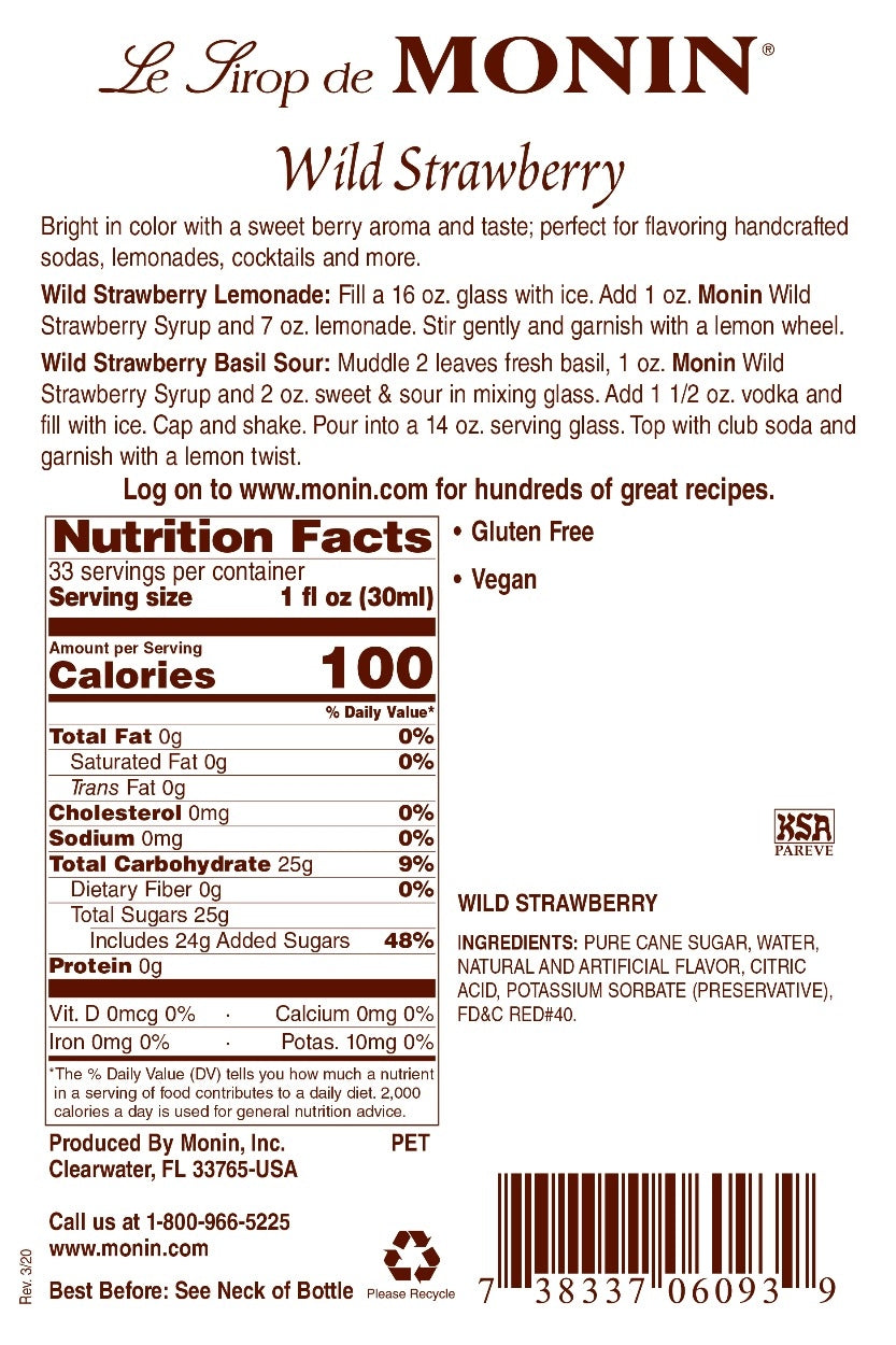 WILD STRAWBERRY FLAVORING SYRUP / 1 Liter (EACH)