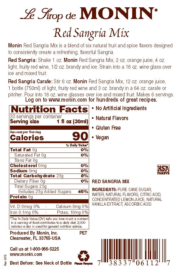 SANGRIA MIX, RED / MONIN / 1 LITER / (4/CS)