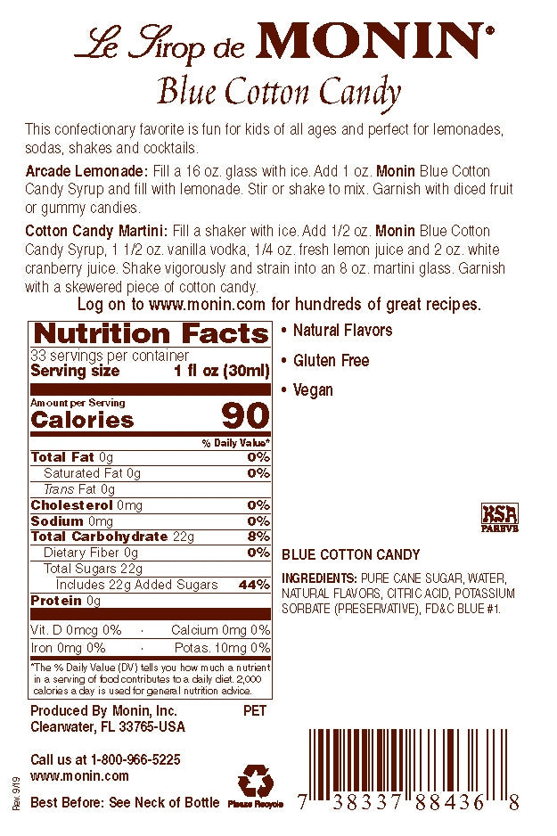 COTTON CANDY, BLUE / MONIN / 1 LITER / (4/CS)