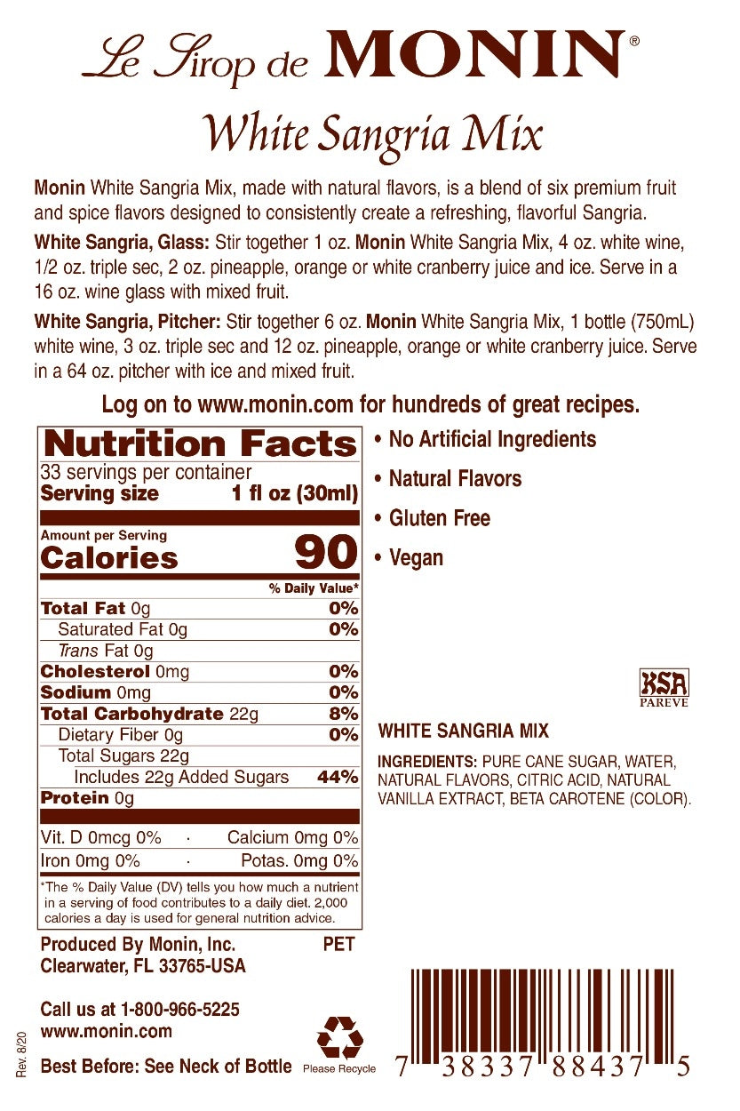 SANGRIA MIX, WHITE / MONIN / 1 LITER / (4/CS)