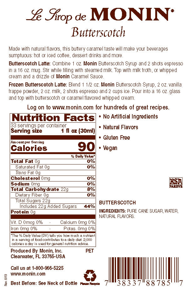 BUTTERSCOTCH / MONIN / 1 LITER / (4/CS)