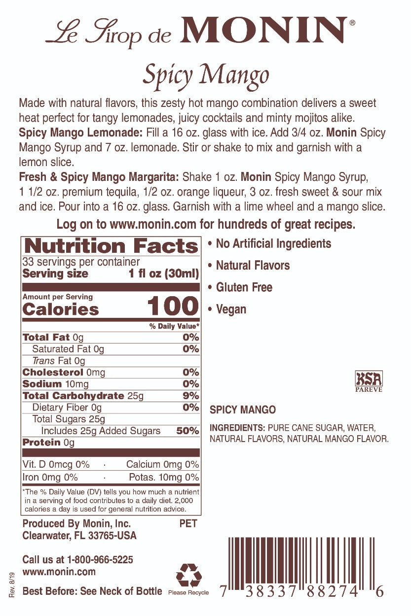 MANGO, SPICY / MONIN / 1 LITER / (4/CS)