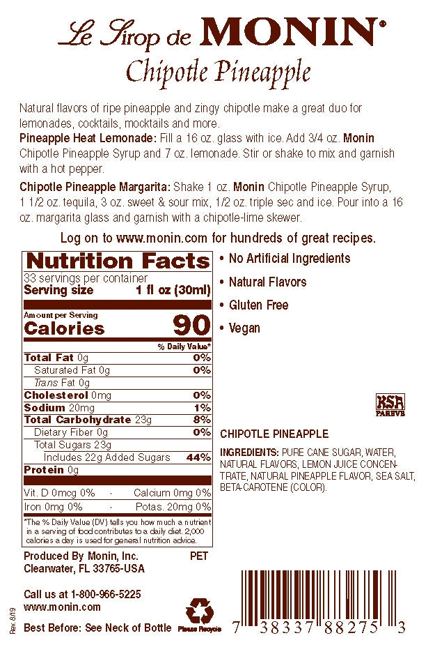 PINEAPPLE, CHIPOTLE / MONIN / 1 LITER / (4/CS)
