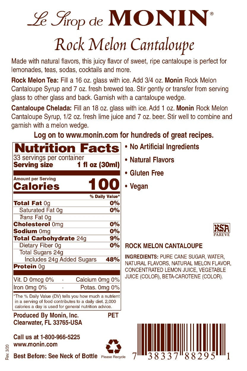 CANTALOUPE, ROCK MELON / MONIN / 1 LITER / (4/CS)