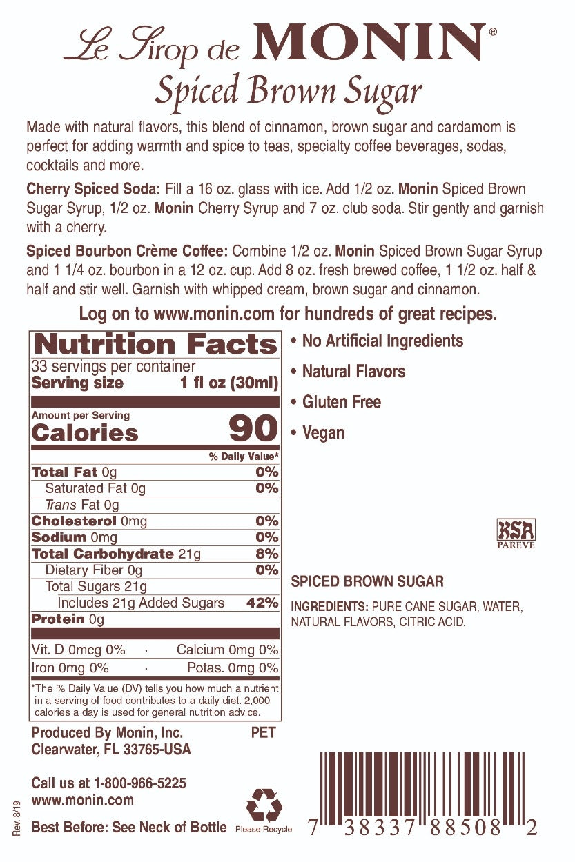 SPICED BROWN SUGAR / MONIN / 1 LITER / (4/CS)