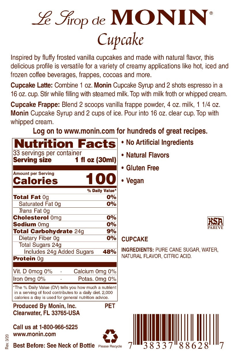 CUPCAKE / MONIN / 1 LITER / (4/CS)